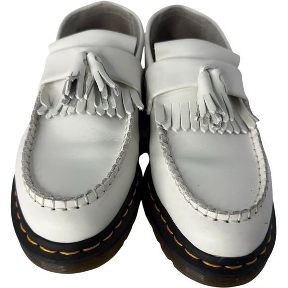 Dr Martens Adrian White Leather Tassel Loafers Fringe Platform Women’s 9 - Picture 3 of 9